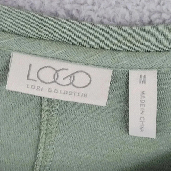 Logo Lori Goldstein Womens Green Tunic Top Lace Hem Medium Rayon/Spandex 7CT - Picture 4 of 7
